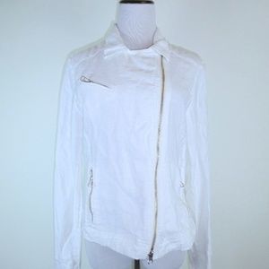 THEODORE beverly hills LINEN ZIP MOTO JACKET L